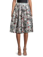 Barbara Poppy Satin Midi-Skirt