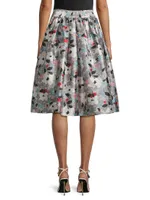 Barbara Poppy Satin Midi-Skirt