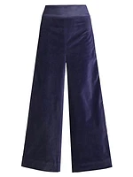 Velvet Wide-Leg Tuxedo Pants