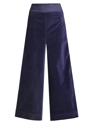 Velvet Wide-Leg Tuxedo Pants