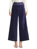 Velvet Wide-Leg Tuxedo Pants