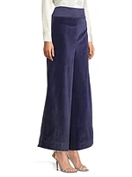 Velvet Wide-Leg Tuxedo Pants