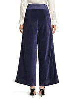 Velvet Wide-Leg Tuxedo Pants