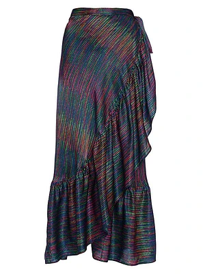 Neon Silk Wrap Maxi Skirt