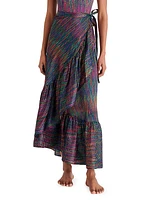 Neon Silk Wrap Maxi Skirt