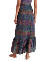 Neon Silk Wrap Maxi Skirt