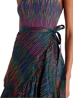 Neon Silk Wrap Maxi Skirt