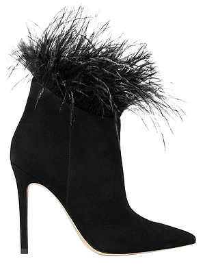 Whitby 100MM Feather-Trimmed Suede Booties