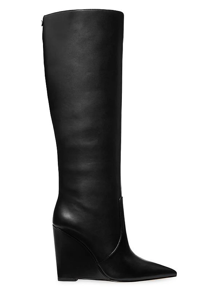 Isra 100MM Leather Wedge Boots