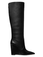 Isra 100MM Leather Wedge Boots