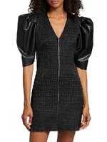 Selma Smocked Faux Leather Minidress