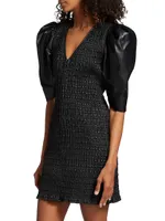 Selma Smocked Faux Leather Minidress