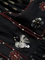 Maja Embroided Keyhole Midi-Dress