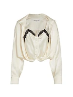 Mixed-Media Silk Blouse