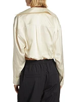 Mixed-Media Silk Blouse