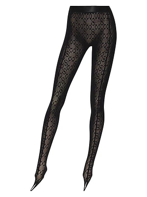 SIMKHAI x Wolford Intricate Semi-Sheer Logo Tights