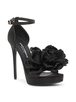 105MM Leather Rosette Platform Sandals