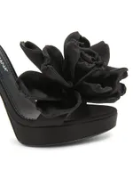 105MM Leather Rosette Platform Sandals