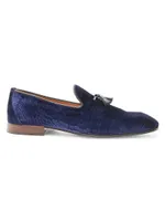 Bailey Crocodile-Embossed Velvet Loafers