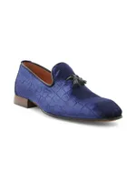 Bailey Crocodile-Embossed Velvet Loafers