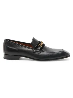 Bailey Chain-Link Leather Loafers