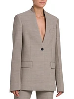 Wool Collarless Blazer