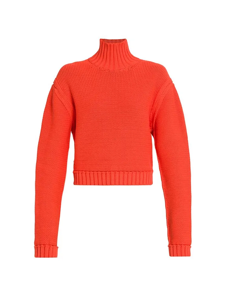 Shaker-Stitch Turtleneck Sweater