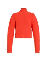 Shaker-Stitch Turtleneck Sweater