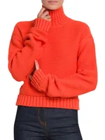 Shaker-Stitch Turtleneck Sweater