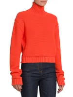 Shaker-Stitch Turtleneck Sweater