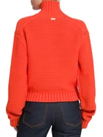 Shaker-Stitch Turtleneck Sweater