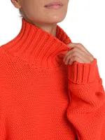 Shaker-Stitch Turtleneck Sweater