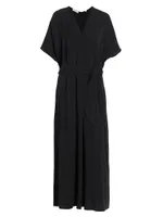 Belted Short-Sleeve Maxi Dress