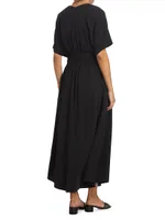 Belted Short-Sleeve Maxi Dress