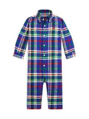 Baby Boy's Brushed Flannel Plaid Coverall