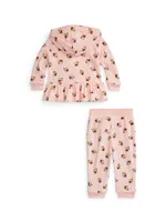 Baby Girl's Floral Ruffle Long-Sleeve Coverall