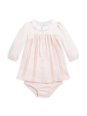 Baby Girl's Pintuck Dress & Bloomers Set