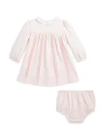 Baby Girl's Pintuck Dress & Bloomers Set