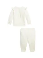 Baby Girl's 2-Piece Gardening Bear Ruffle-Trim Sweatsuit