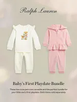 Baby Girl's 2-Piece Gardening Bear Ruffle-Trim Sweatsuit