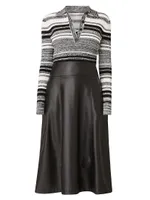 Avril Mixed-Media Midi-Dress