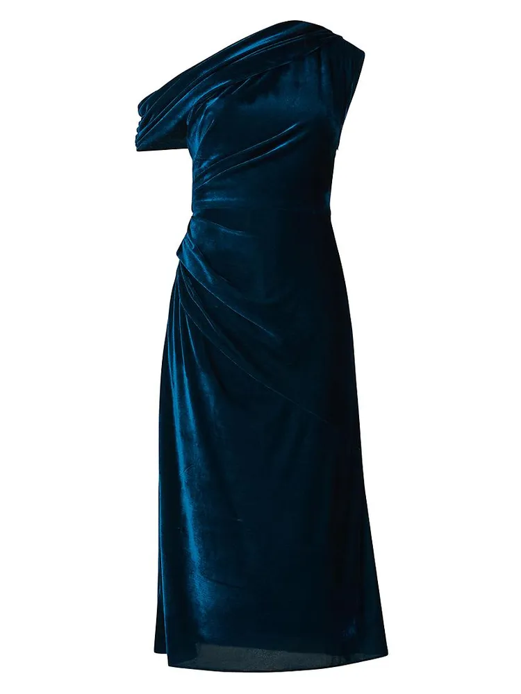 Grover One-Shoulder Velvet Midi-Dress