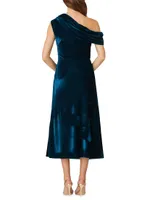 Grover One-Shoulder Velvet Midi-Dress