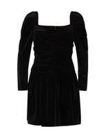 Mari Ruched Velvet Minidress