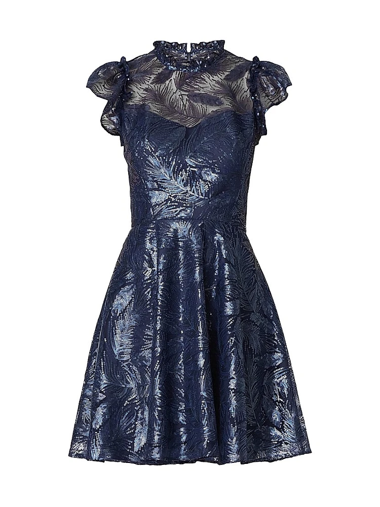 Everlie Sequined Flutter-Sleeve Minidress