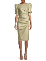 Zella Metallic Gathered Sheath Dress