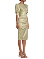 Zella Metallic Gathered Sheath Dress