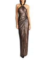 Umbra Sequin Lace Halter Gown