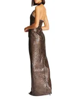 Umbra Sequin Lace Halter Gown