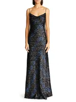 Syrena Wave Sequin Cowl Neck Dress